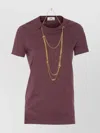 Elisabetta Franchi Crewneck Top Featuring Chain Detail And Charms In Burgundy