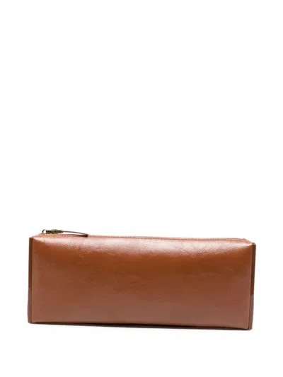 Elisabetta Franchi Crinkled-finish Clutch Bag In Brown