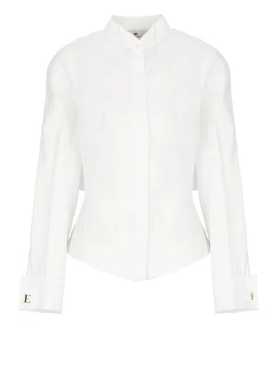 ELISABETTA FRANCHI CRISP WHITE COTTON SHIRT WITH TAILORED SILHOUETTE