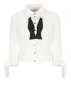 Elisabetta Franchi Crisp White Cotton Shirt With Tied Cuffs In White
