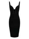 Elisabetta Franchi Criss-cross Button Mini Dress In Black