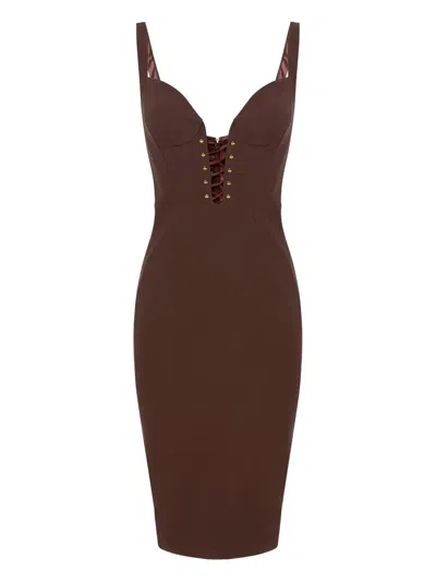 Elisabetta Franchi Criss-cross Detailed Mini Dress In Brown