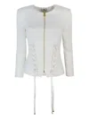 Elisabetta Franchi Crêpe Jacket With Criss-cross Laces In White