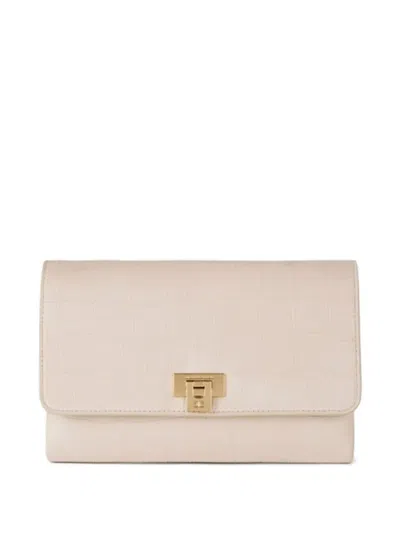 Elisabetta Franchi Croc-effect Clutch Bag In Neutral