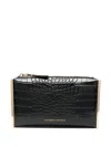 Elisabetta Franchi Croc-embossed Clutch Bag In Black