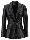 Elisabetta Franchi Crocodile Print Blazer In Black