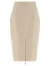 Elisabetta Franchi Croc Print Leather-effect Longuette Midi Skirt In Neutral