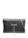 Elisabetta Franchi Crocodile-effect Chain Clutch In Black