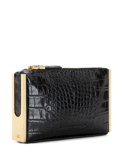 Elisabetta Franchi Crocodile-effect Clutch Bag In Black