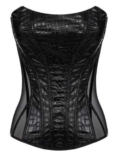 ELISABETTA FRANCHI CROCODILE-EFFECT CORSET TOP