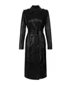 Elisabetta Franchi Crocodile Pattern Long Sleeve Trench Jacket In Black