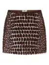 Elisabetta Franchi Crocodile-effect Embroidered Mini Skirt In Brown