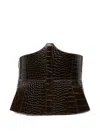 Elisabetta Franchi Crocodile-effect Lace-up Belt In Brown
