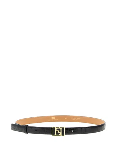 Elisabetta Franchi Crocodile-effect Logo-buckle Belt In Burgundy