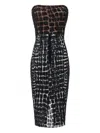 Elisabetta Franchi Crocodile-effect Midi Dress In Black