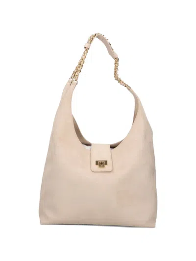 Elisabetta Franchi Crocodile-effect Tote Bag In Neutral