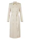 Elisabetta Franchi Trench Coat With Crocodile Print In Neutral