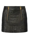 Elisabetta Franchi Crocodile-effect Zip-detail Mini Skirt In Black