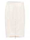 Elisabetta Franchi Crocodile-effect Zip-front Skirt In Neutral