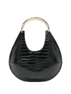 Elisabetta Franchi Crescent-shaped Black Crocodile-embossed Shoulder Bag In Black