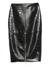 Elisabetta Franchi Crocodile-embossed Zip-detail Skirt In Black
