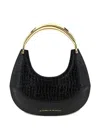 Elisabetta Franchi Crocodile-print Half-moon Shoulder Bag In Black
