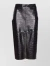 Elisabetta Franchi Crocodile Print Midi Skirt With Zip Detail In Black