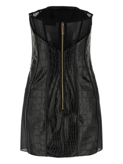 ELISABETTA FRANCHI CROCODILE-PRINT MINI DRESS
