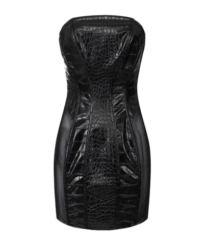 ELISABETTA FRANCHI CROCODILE-PRINT MINI DRESS