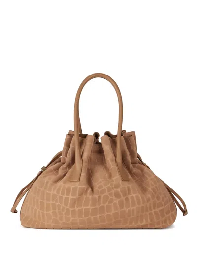 Elisabetta Franchi Crocodile-print Tote Bag In Brown