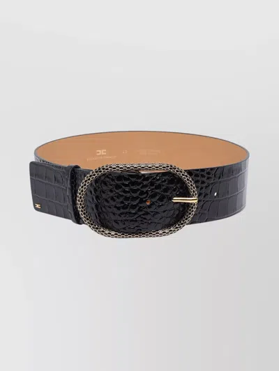 ELISABETTA FRANCHI CROCODILE TEXTURE CALF LEATHER BELT WITH BUCKLE