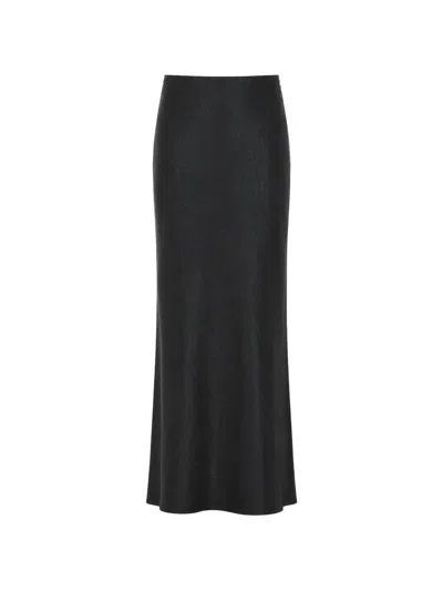 Elisabetta Franchi Crocodile-effect Maxi Skirt In Black