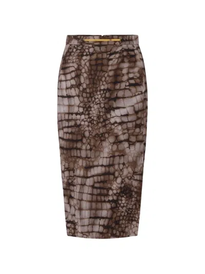 Elisabetta Franchi Alligator Print Jersey Midi Skirt In Animal Print