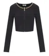 Elisabetta Franchi Diamond Knit Cardigan With Black Jewel Detail In Black