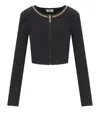 Elisabetta Franchi Diamond Knit Cardigan With Black Jewel Detail In Black