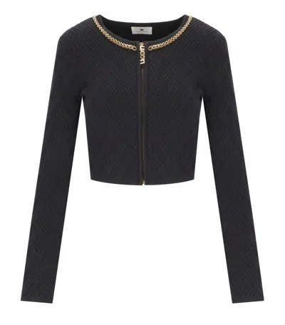ELISABETTA FRANCHI CROP BLACK CARDIGAN