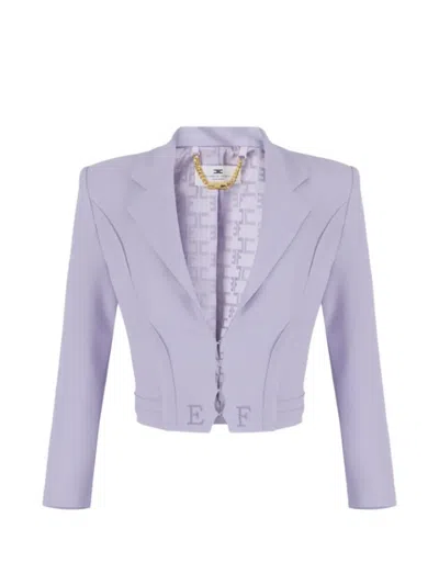 Elisabetta Franchi Crop Blazer In Purple