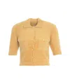 Elisabetta Franchi Cropped Beige Cardigan In Yellow