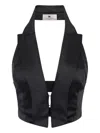 Elisabetta Franchi Cropped Black Jacket With Deep V-neckline In Black