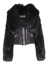 Elisabetta Franchi Cropped Black Jacket With Faux Fur Detailing In Black