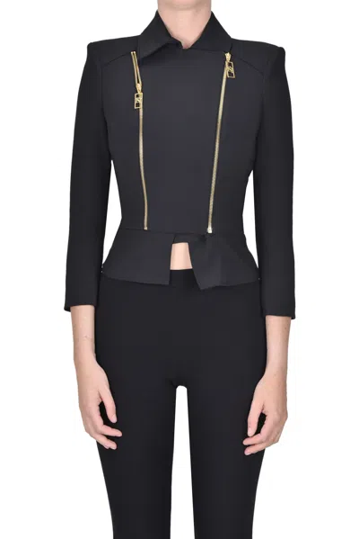 Elisabetta Franchi Cropped Blazer In Black