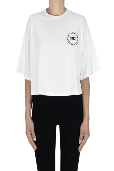 Elisabetta Franchi Cropped Boxy T-shirt In White