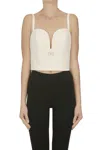 Elisabetta Franchi Cropped Bustier Top In Brown