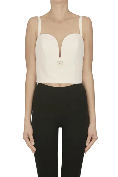 Elisabetta Franchi Cropped Bustier Top In Brown