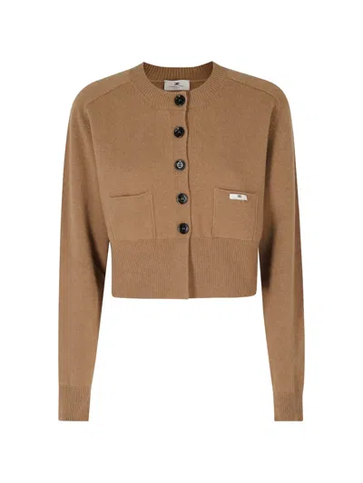 Elisabetta Franchi Long-sleeve Single-breasted Cardigan In Green