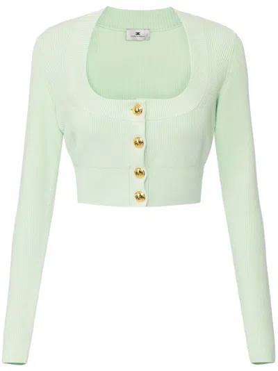 Elisabetta Franchi Cropped Cardigan In Green
