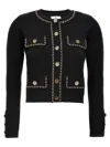 Elisabetta Franchi Black Cropped Chain Profile Cardigan In Black