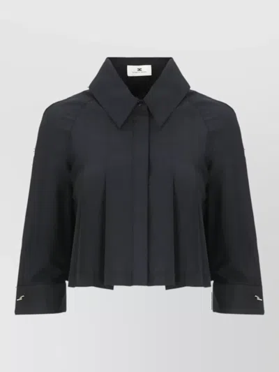 Elisabetta Franchi Black Chain-cuff Cropped Cotton Shirt