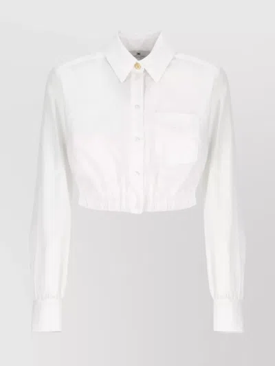 ELISABETTA FRANCHI CROPPED COTTON SHIRT CHEST POCKET