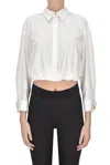 Elisabetta Franchi Weisses Popeline Crop-hemd In White